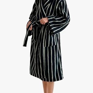 Striped Black and White Women's Robe